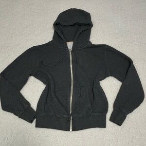 John Galt Brandy Melville Women Gray Fleece Full Zip Hoodie